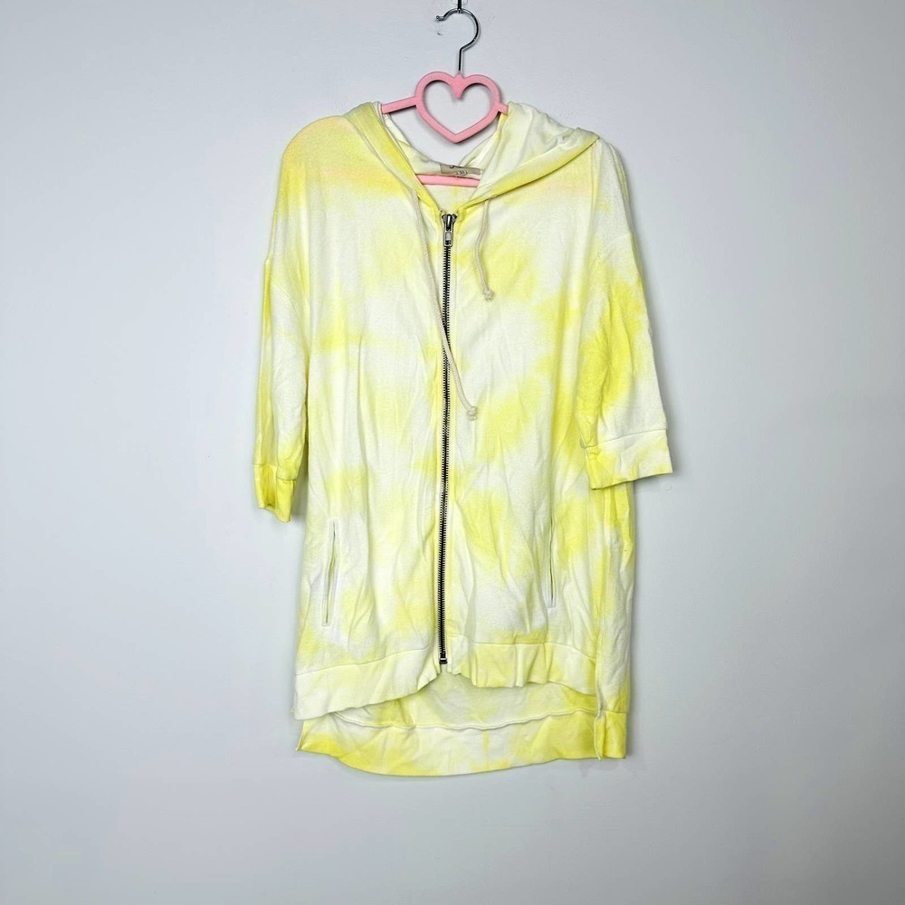 Chaser NWT Fleece Tie Dyed 3/4 Sleeve Boxy Hoodie Margarita Size Medium